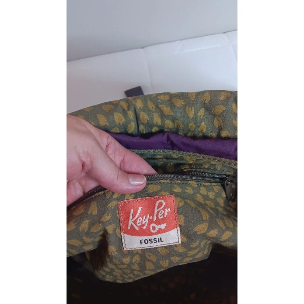 Fossil Key Per Purple/Silver Quilted  Crossbody Messenger Bag